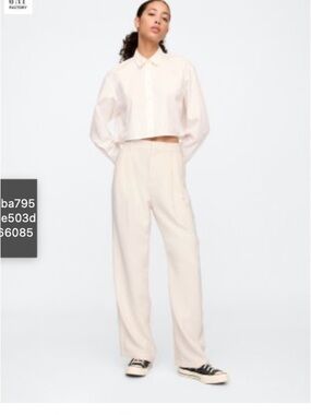 GAP NWT Women's Wide-Leg easy crepe trousers in Birch Cream